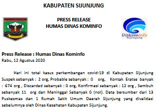 Press Release Humas Dinas Kominfo Rabu, 12 Agustus 2020